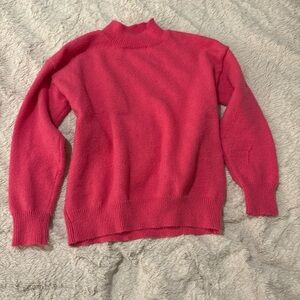 SHEIN Vibrant Pink Turtleneck Sweater
